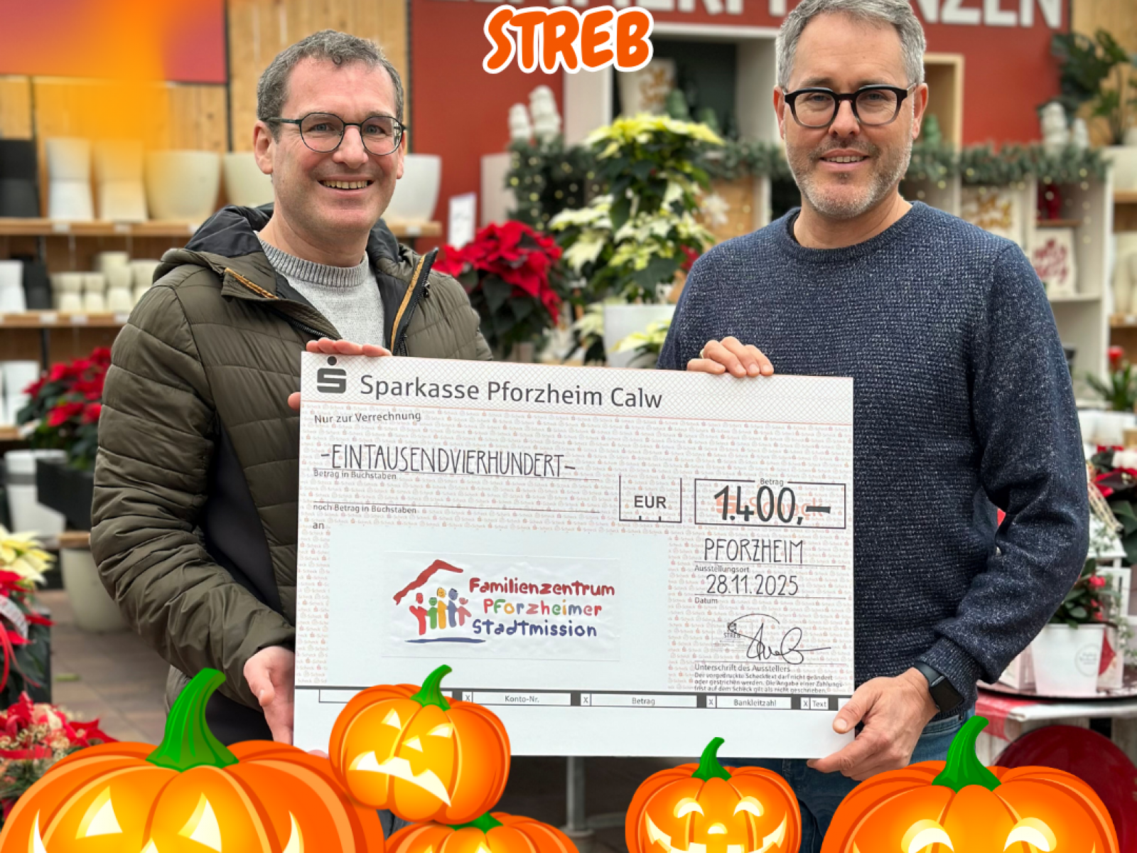 Spendenübergabe Gartencenter Streb